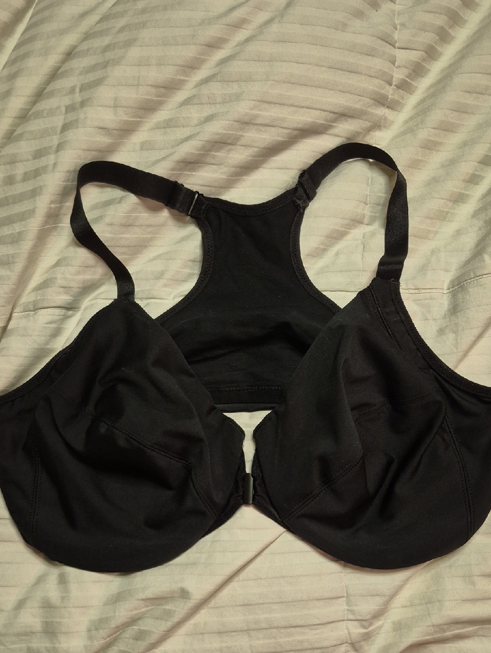 Glamorise Black Front-Close Racerback Support Bra